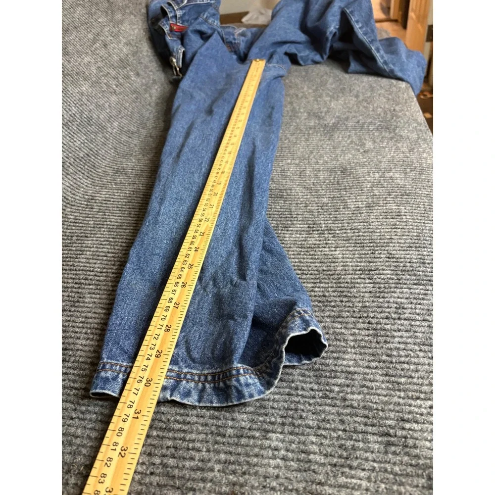 Carolina Blues Vintage Denim Overalls Medium Wash Red Zipper Bib Mens Medium